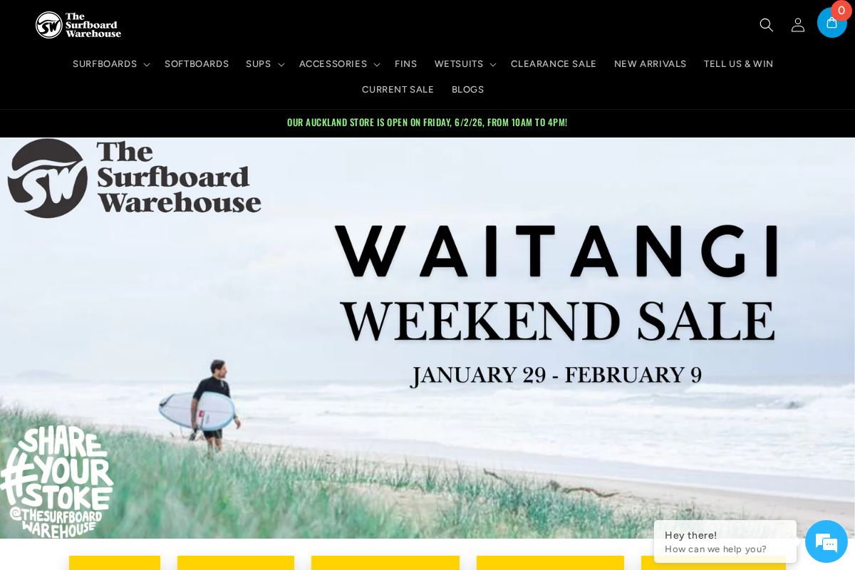 The Surfboard Warehouse NZ homepage screenshot