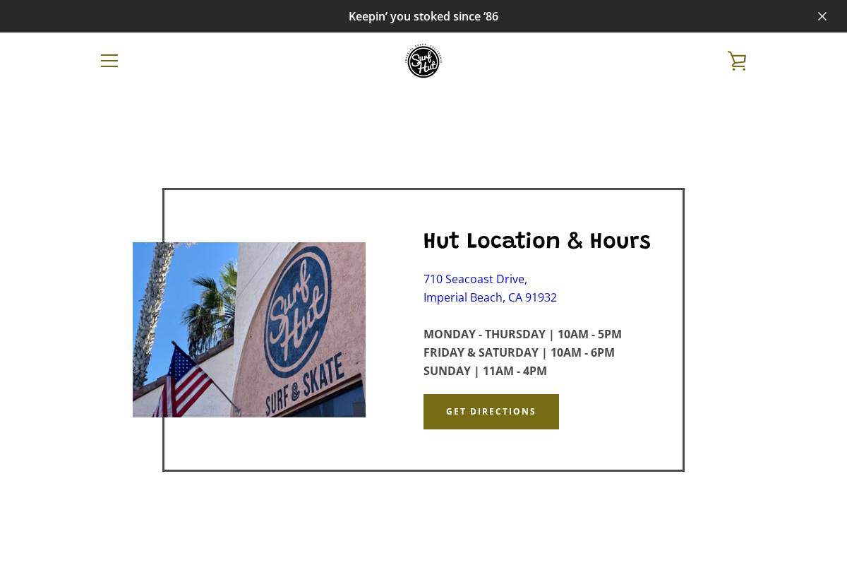 thesurfhut.com homepage screenshot