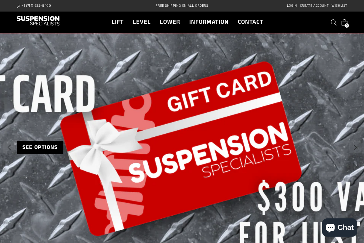 The Suspension Specialists homepage screenshot