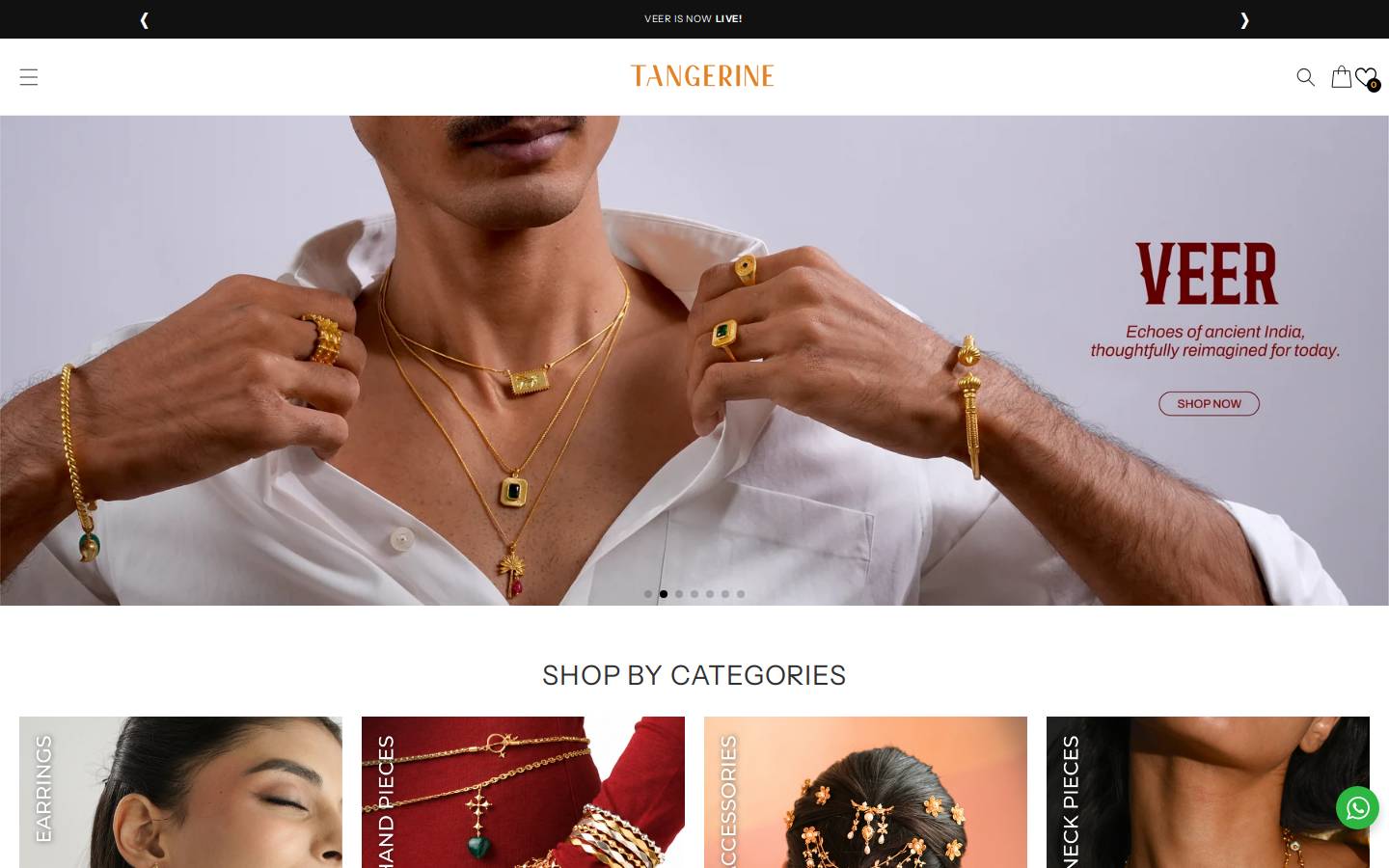 thetangerinejewelry.com homepage screenshot