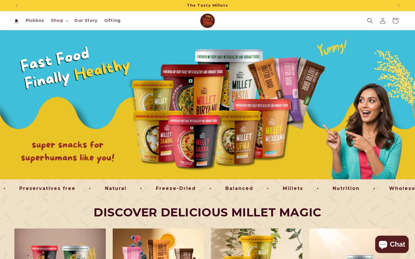 thetastymillets.com homepage screenshot
