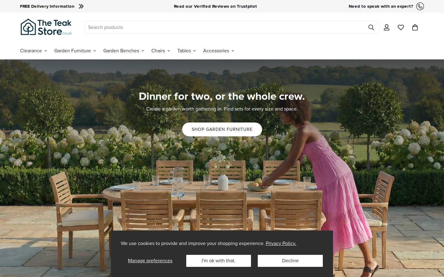 The Teak Store homepage screenshot