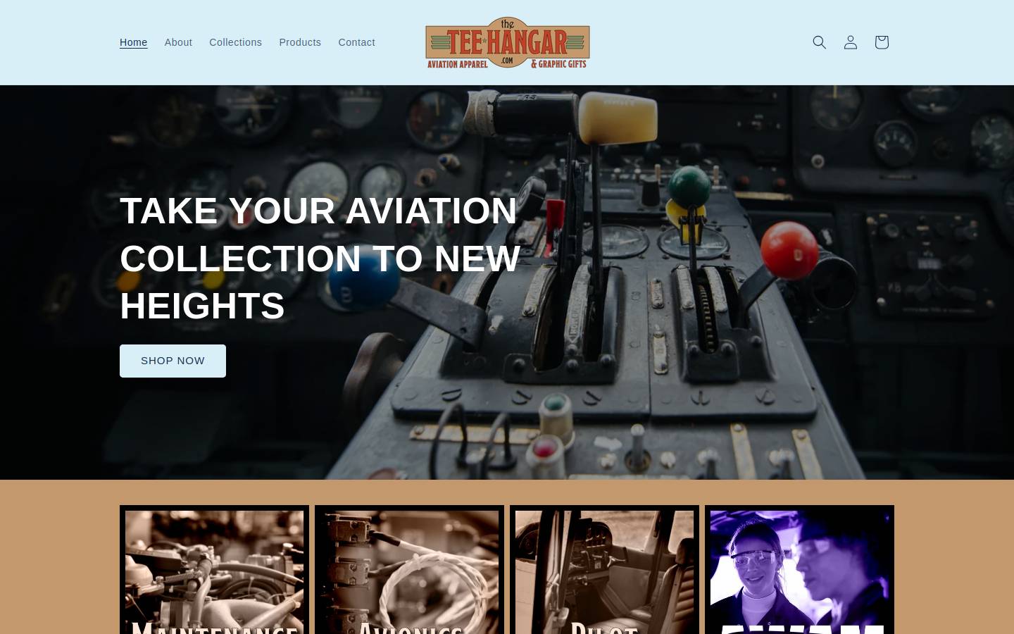 theteehangar.com homepage screenshot