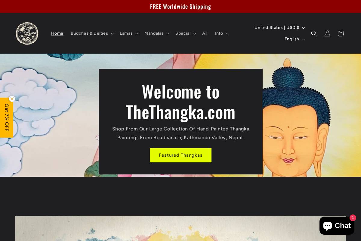 thethangka.com homepage screenshot