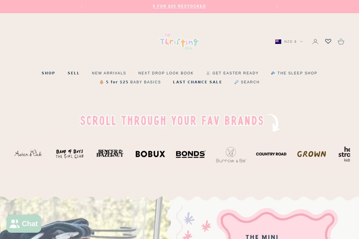 thethriftingden.com homepage screenshot