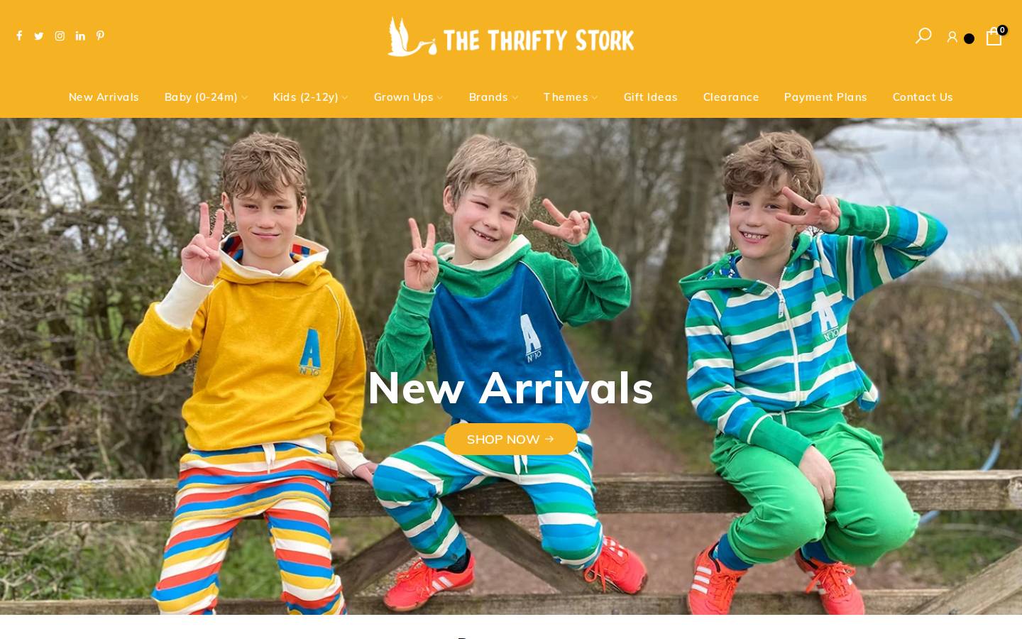The Thrifty Stork homepage screenshot
