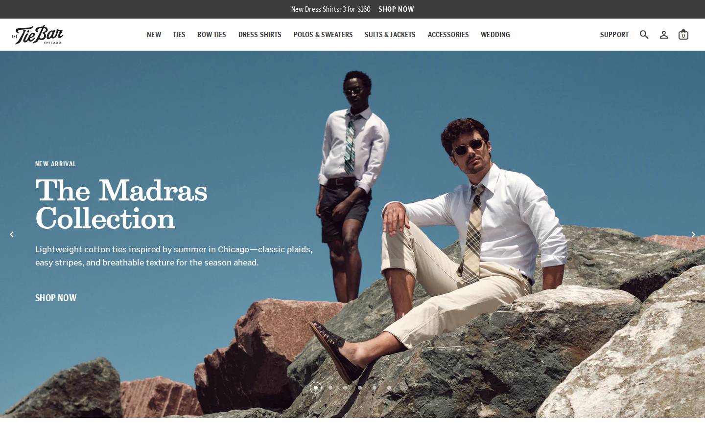 The Tie Bar homepage screenshot
