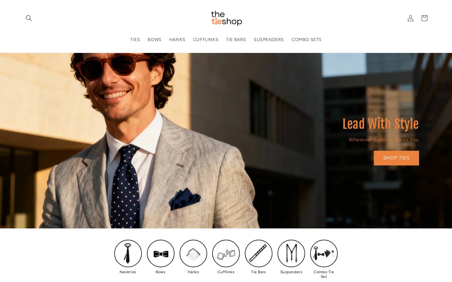 thetieshop.com.au homepage screenshot