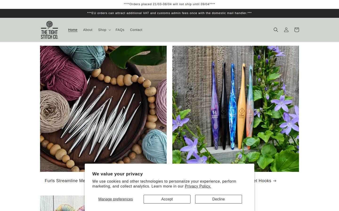 The Tight Stitch Co. homepage screenshot