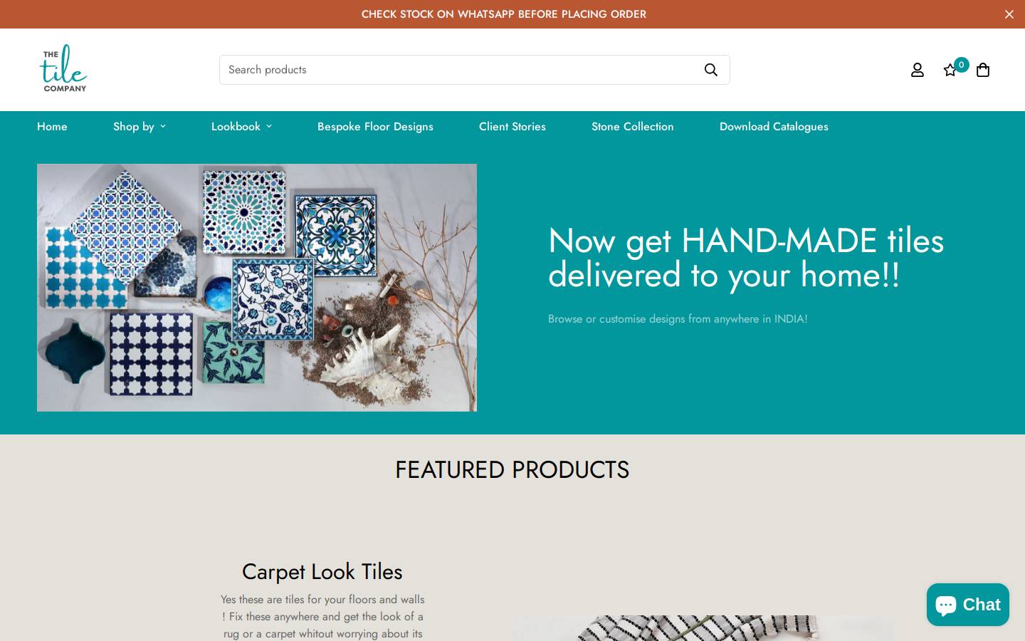 thetilecompany.in homepage screenshot