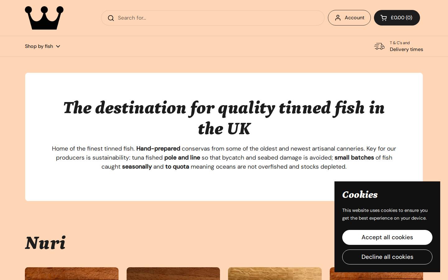thetinnedfish.com homepage screenshot