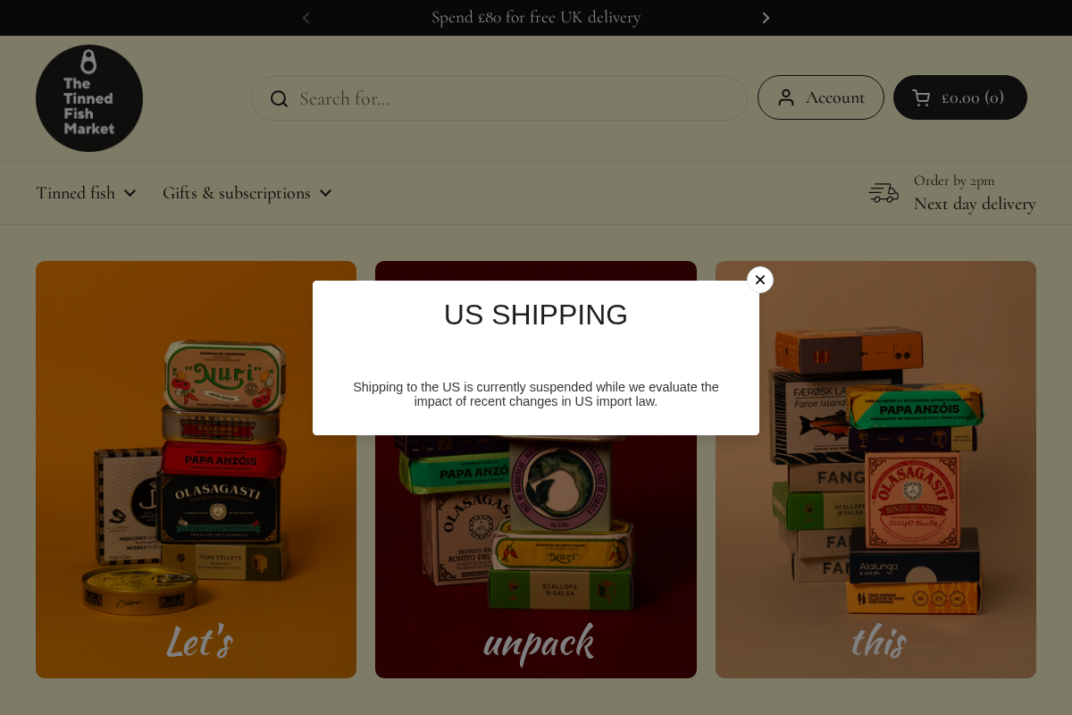 The Tinned Fish Market homepage screenshot