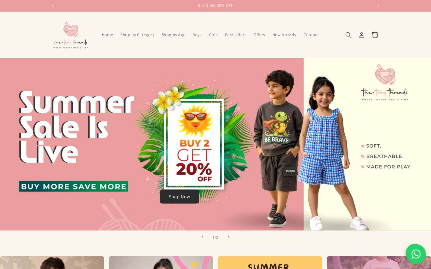 thetinythreads.com homepage screenshot