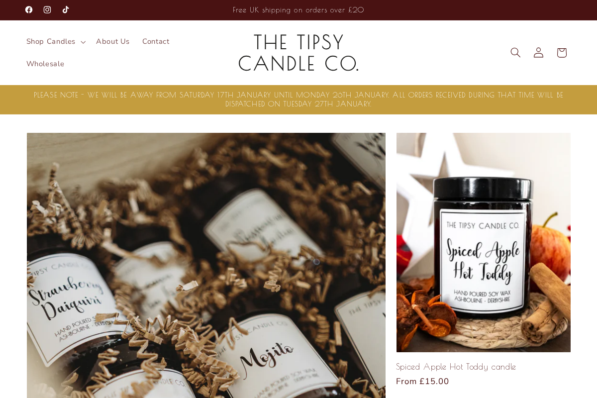 The Tipsy Candle Co. homepage screenshot