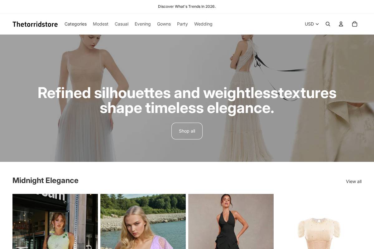 Thetorridstore homepage screenshot