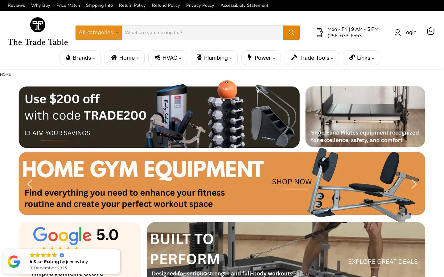 thetradetable.com homepage screenshot