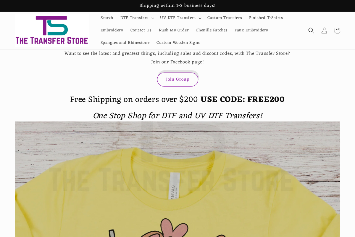 The Transfer Store homepage screenshot