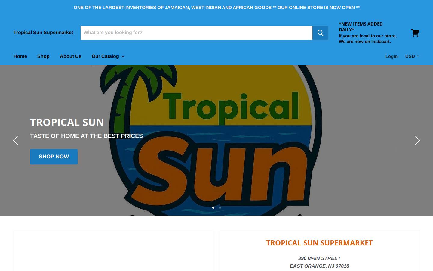 thetropicalsun.com homepage screenshot