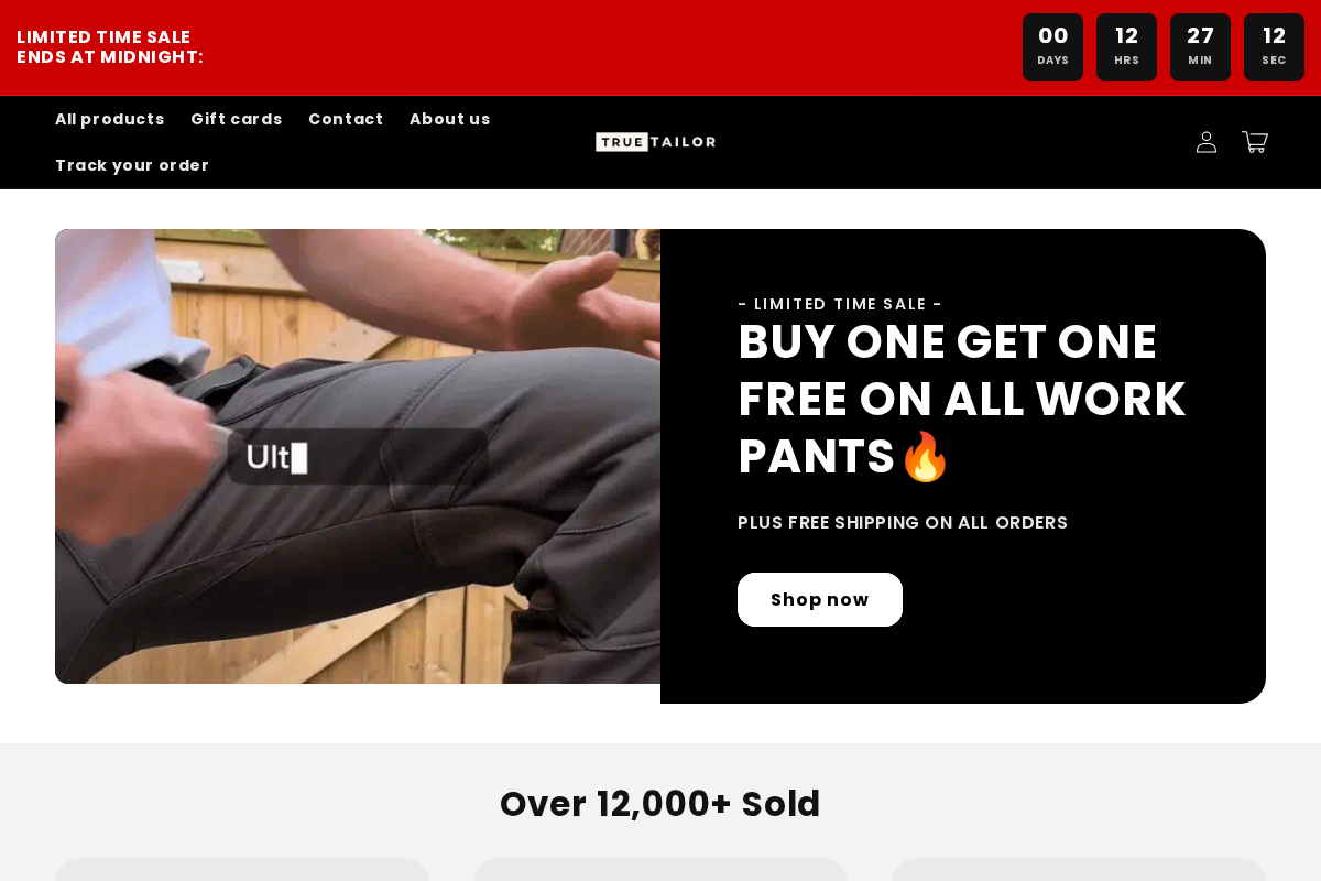 The True Tailor Company homepage screenshot