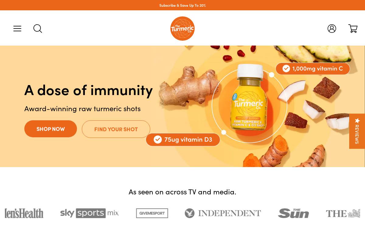 The Turmeric Co. homepage screenshot