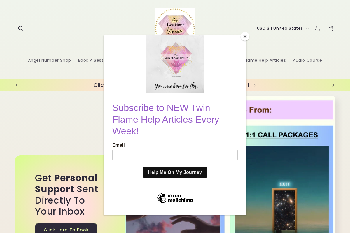 The Twin Flame Union homepage screenshot