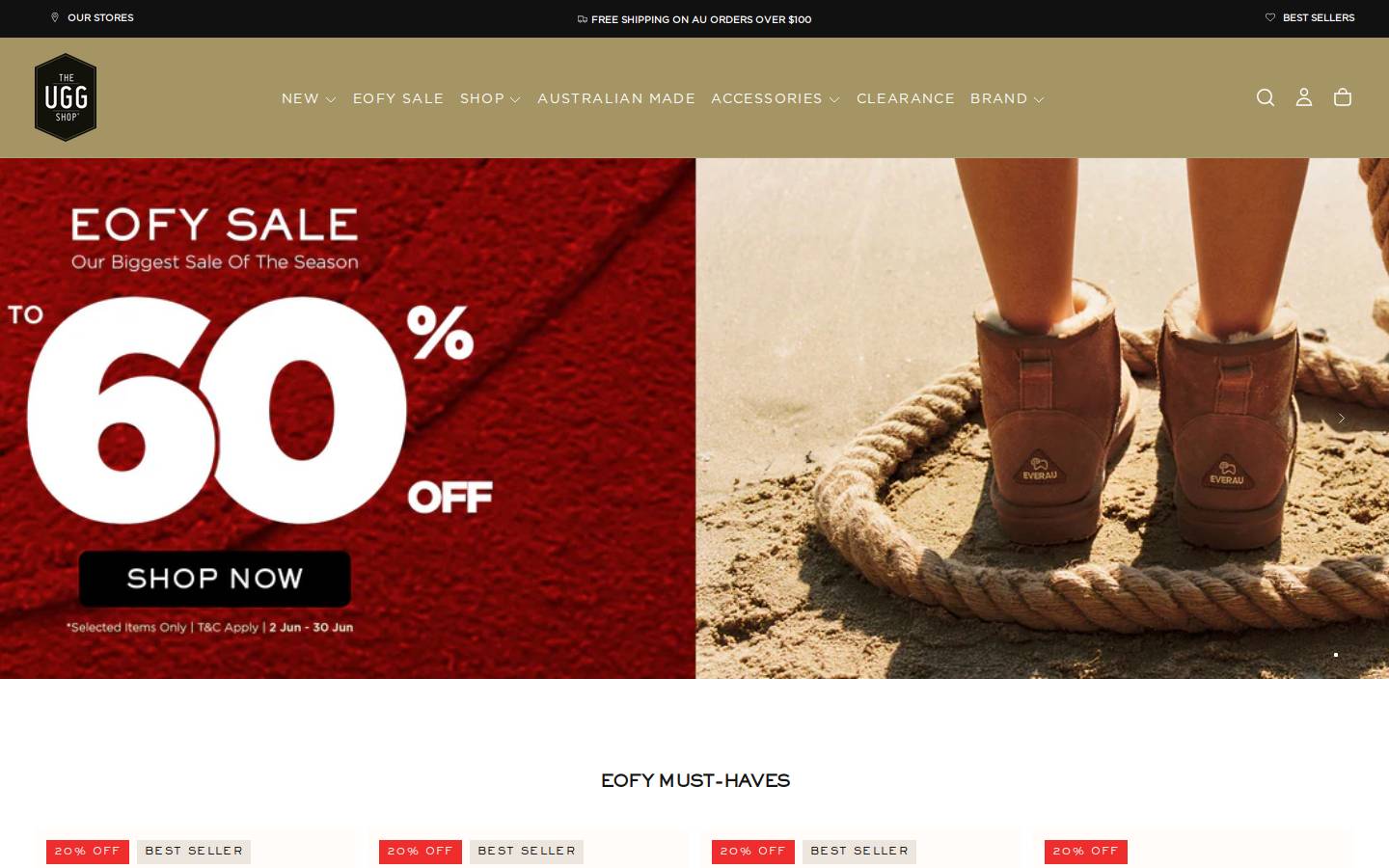 theuggshop.com.au homepage screenshot
