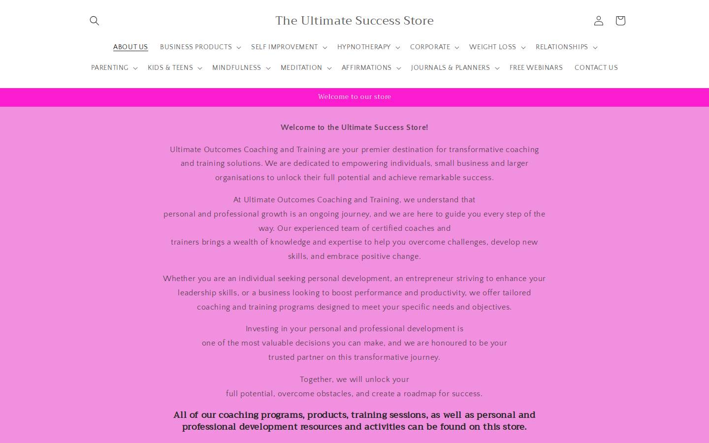 theultimatesuccessstore.com homepage screenshot