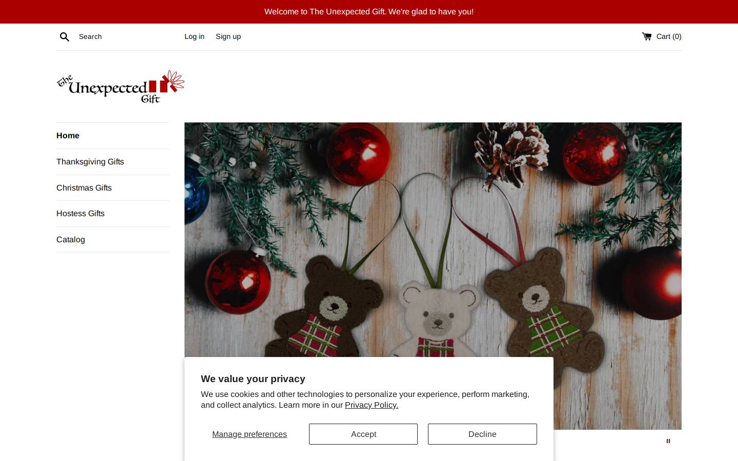 theunexpectedgift.org homepage screenshot