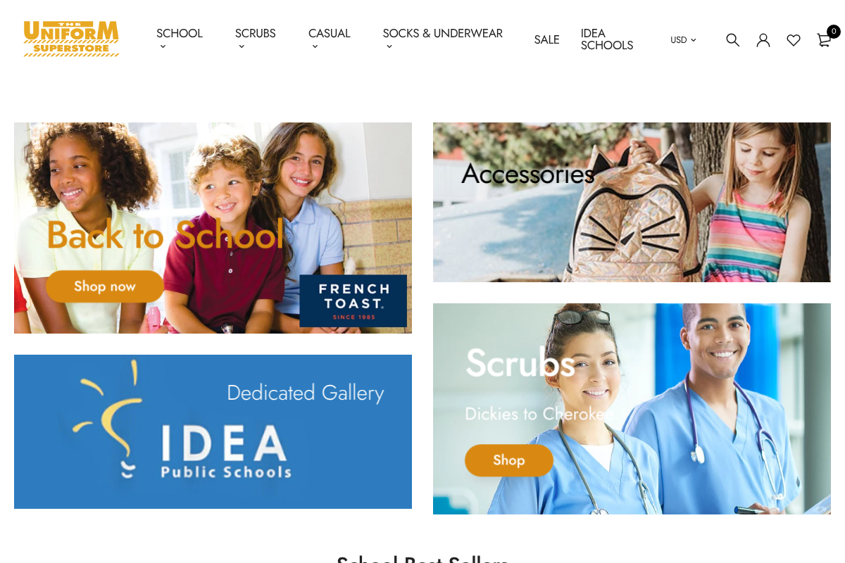 The Uniform Superstore homepage screenshot