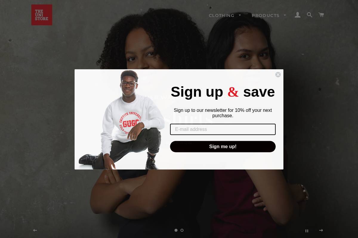 theunistore.com.au homepage screenshot