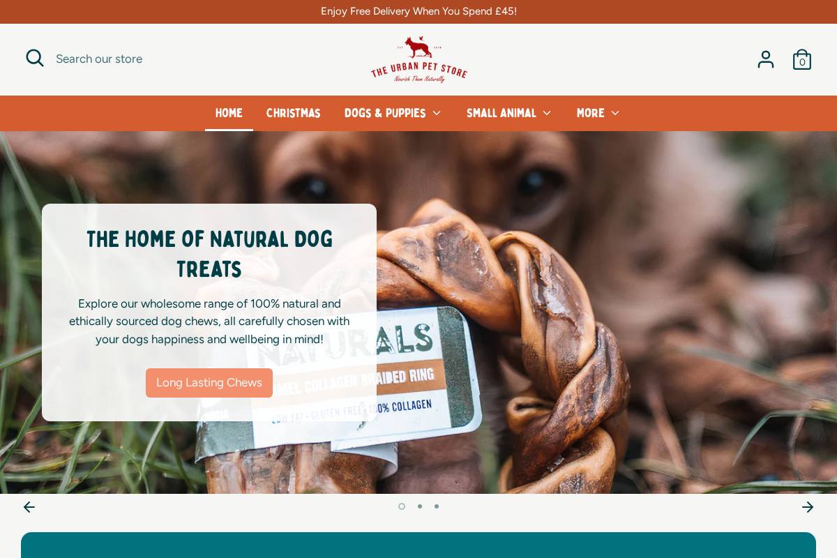 theurbanpetstore.co.uk homepage screenshot