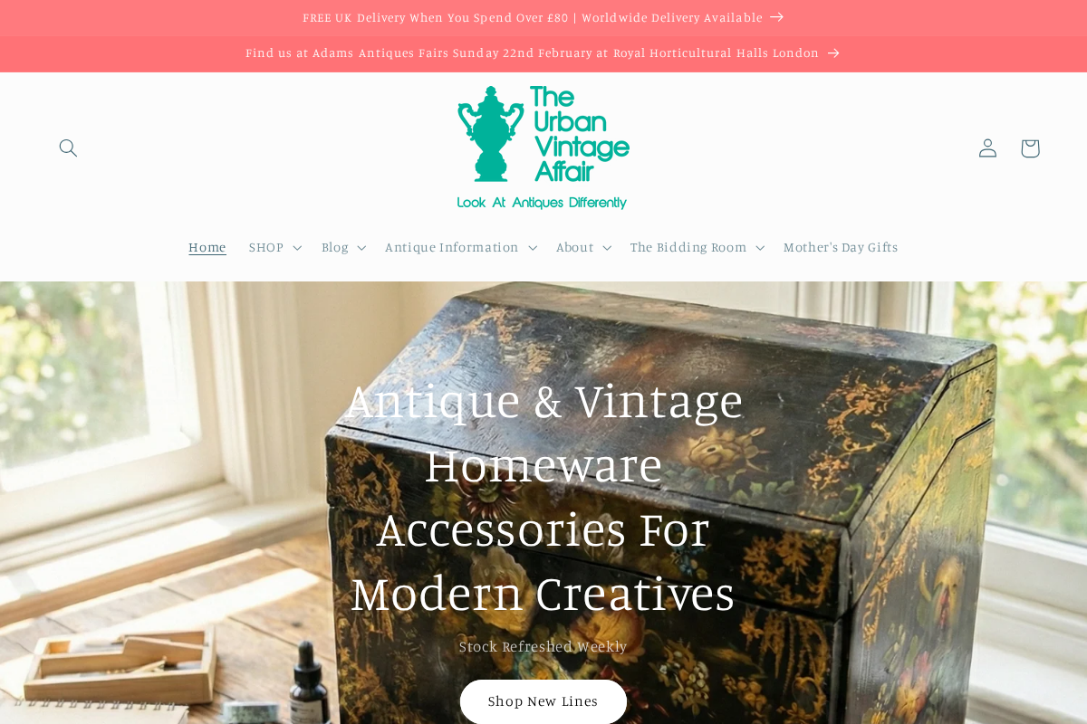 The Urban Vintage Affair homepage screenshot