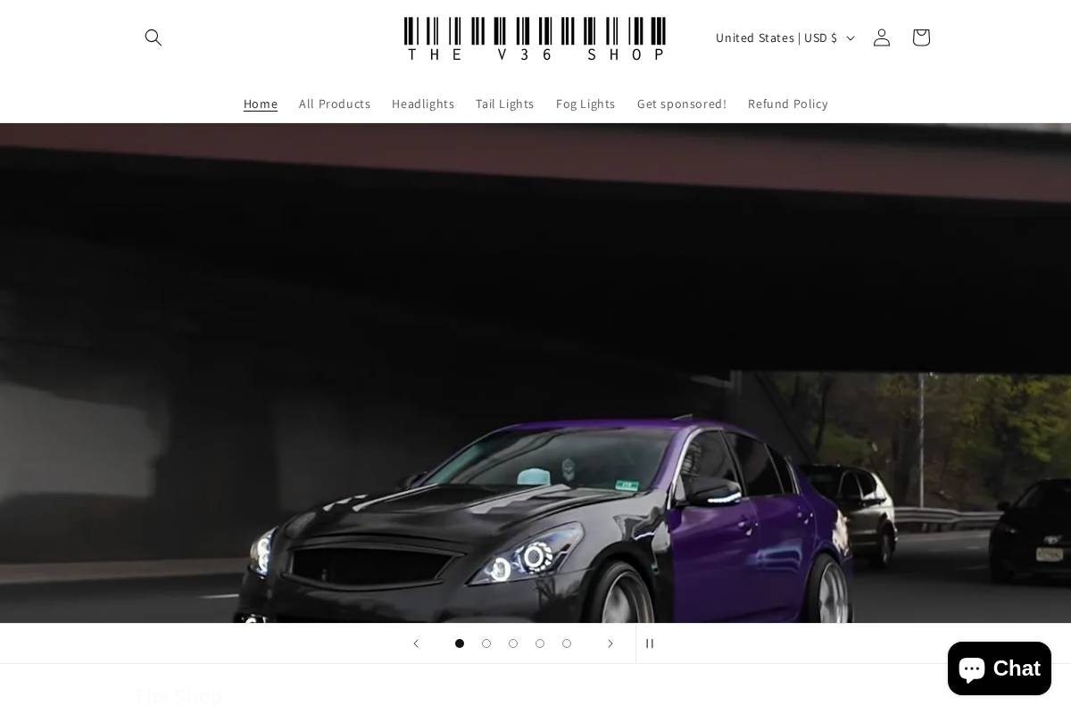 thev36shop.com homepage screenshot