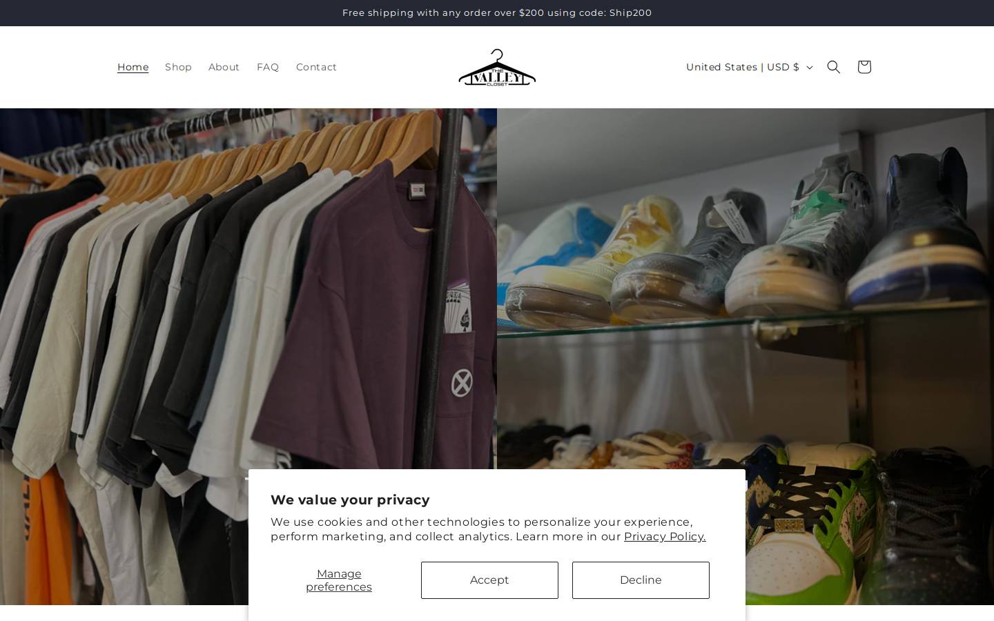 thevalleycloset.com homepage screenshot