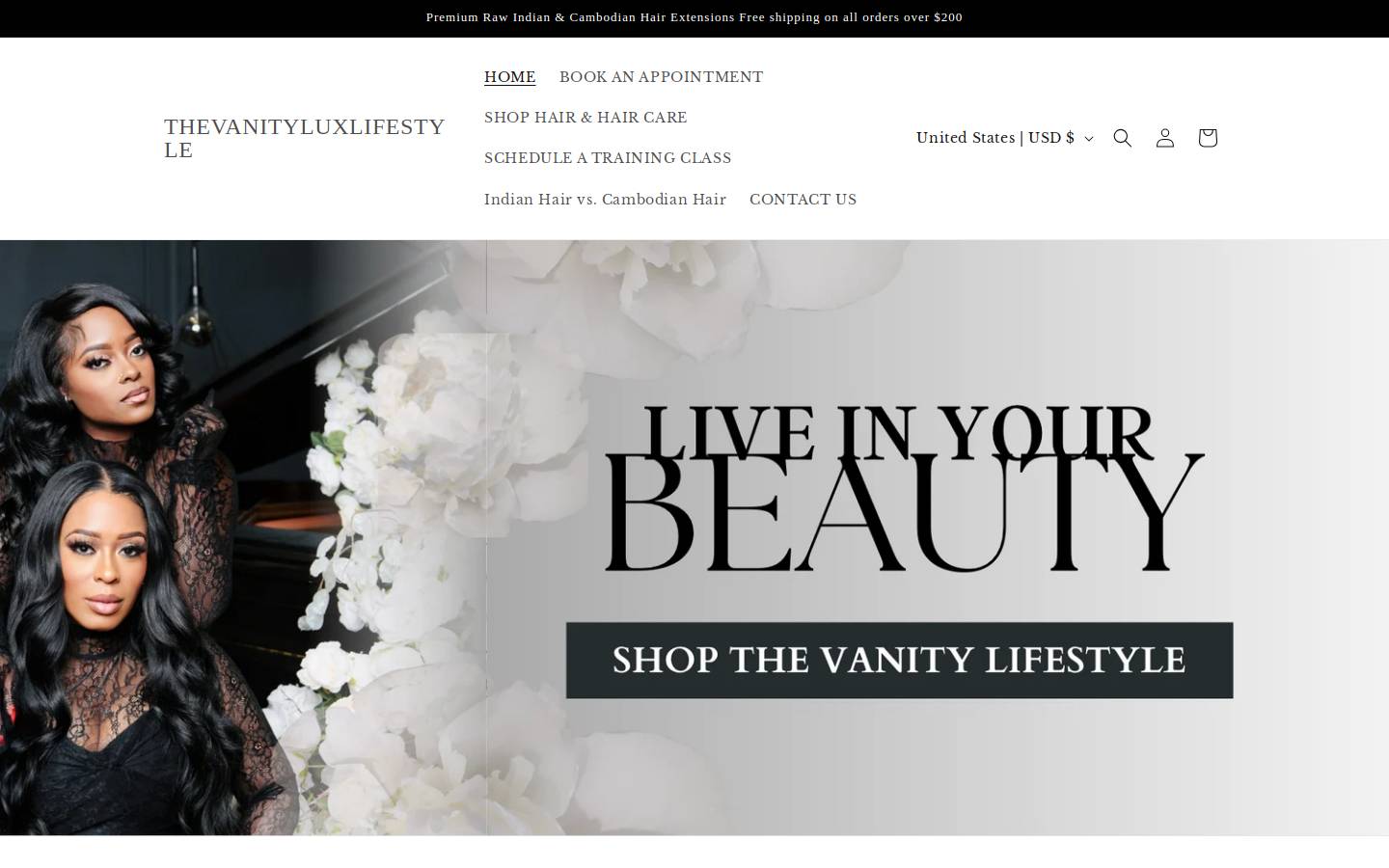 thevanityluxlifestyle.com homepage screenshot