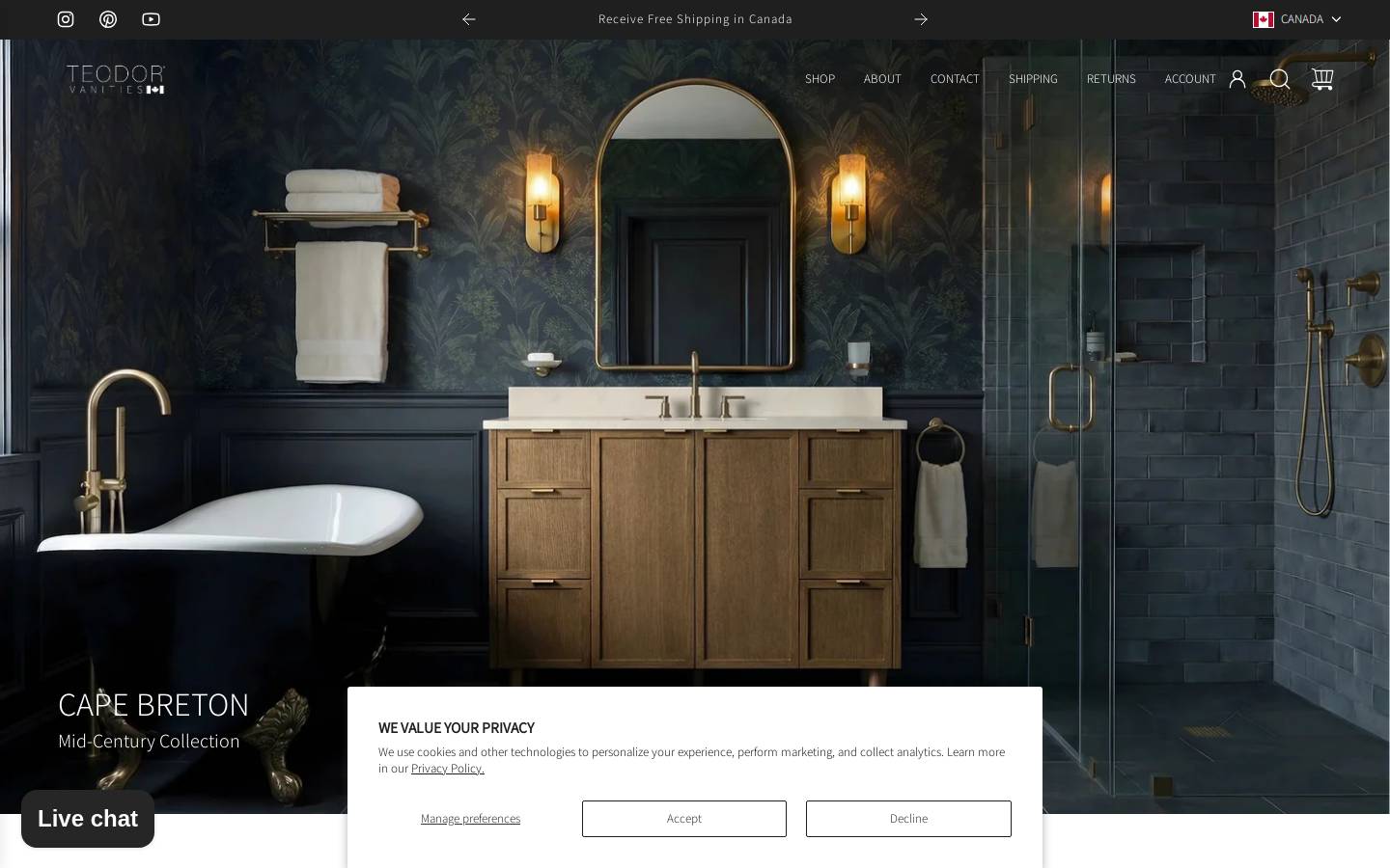 thevanitystore.com homepage screenshot