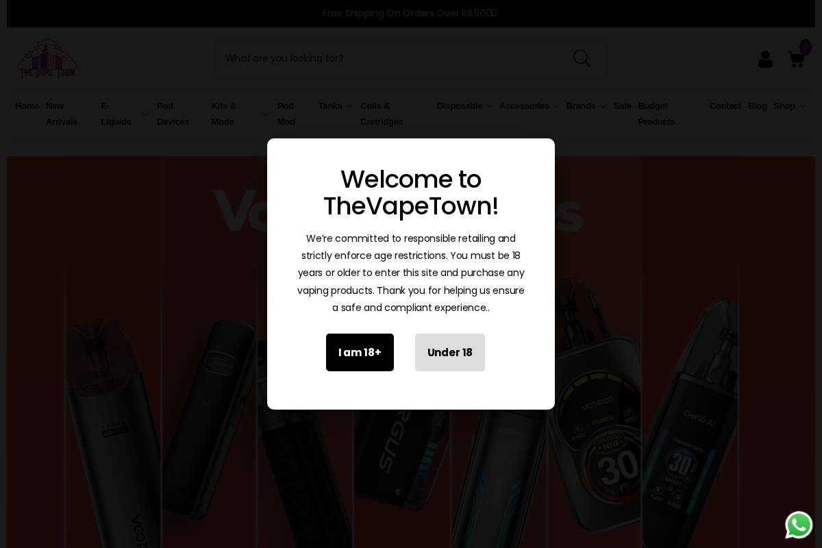 thevapetown.com homepage screenshot