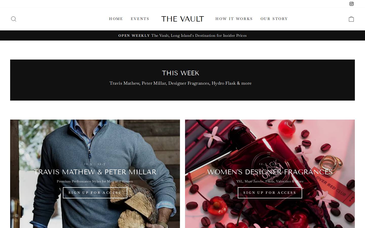 thevaultsamplesale.com homepage screenshot