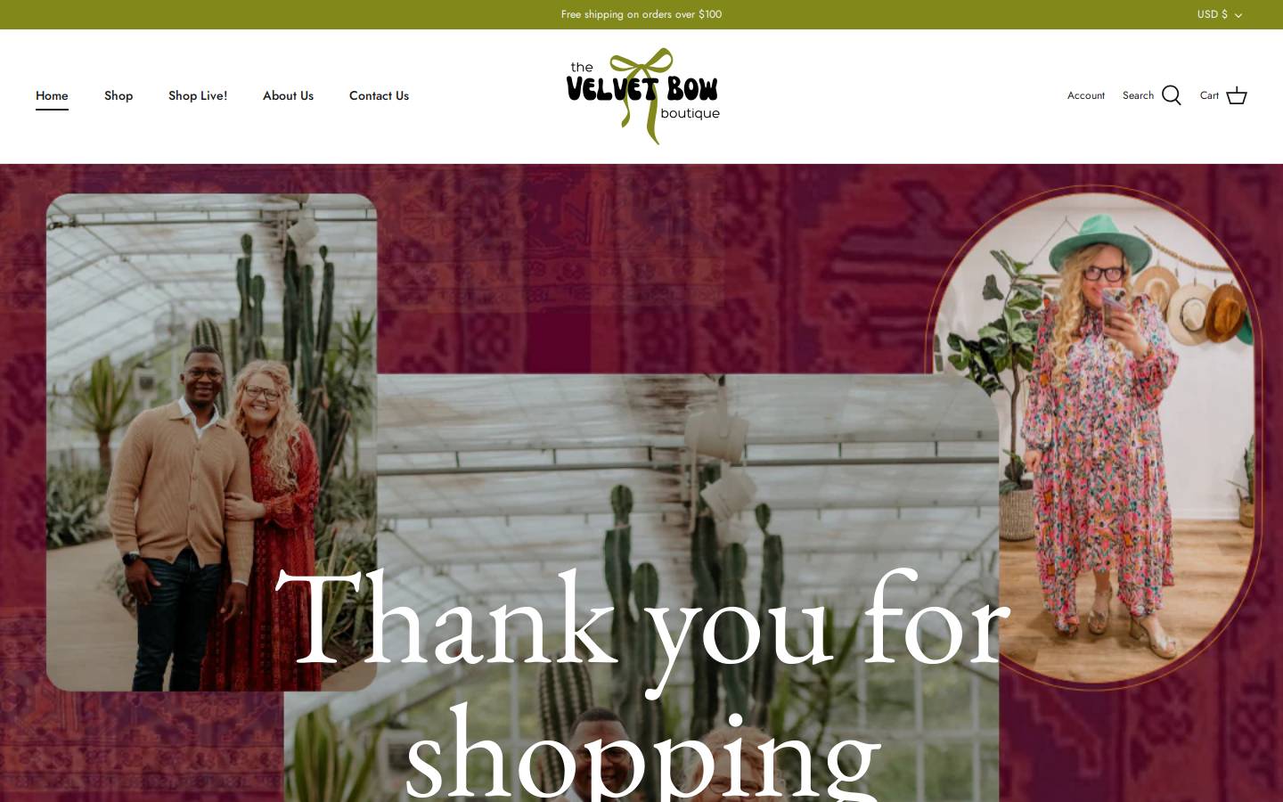 thevelvetbowboutique.com homepage screenshot