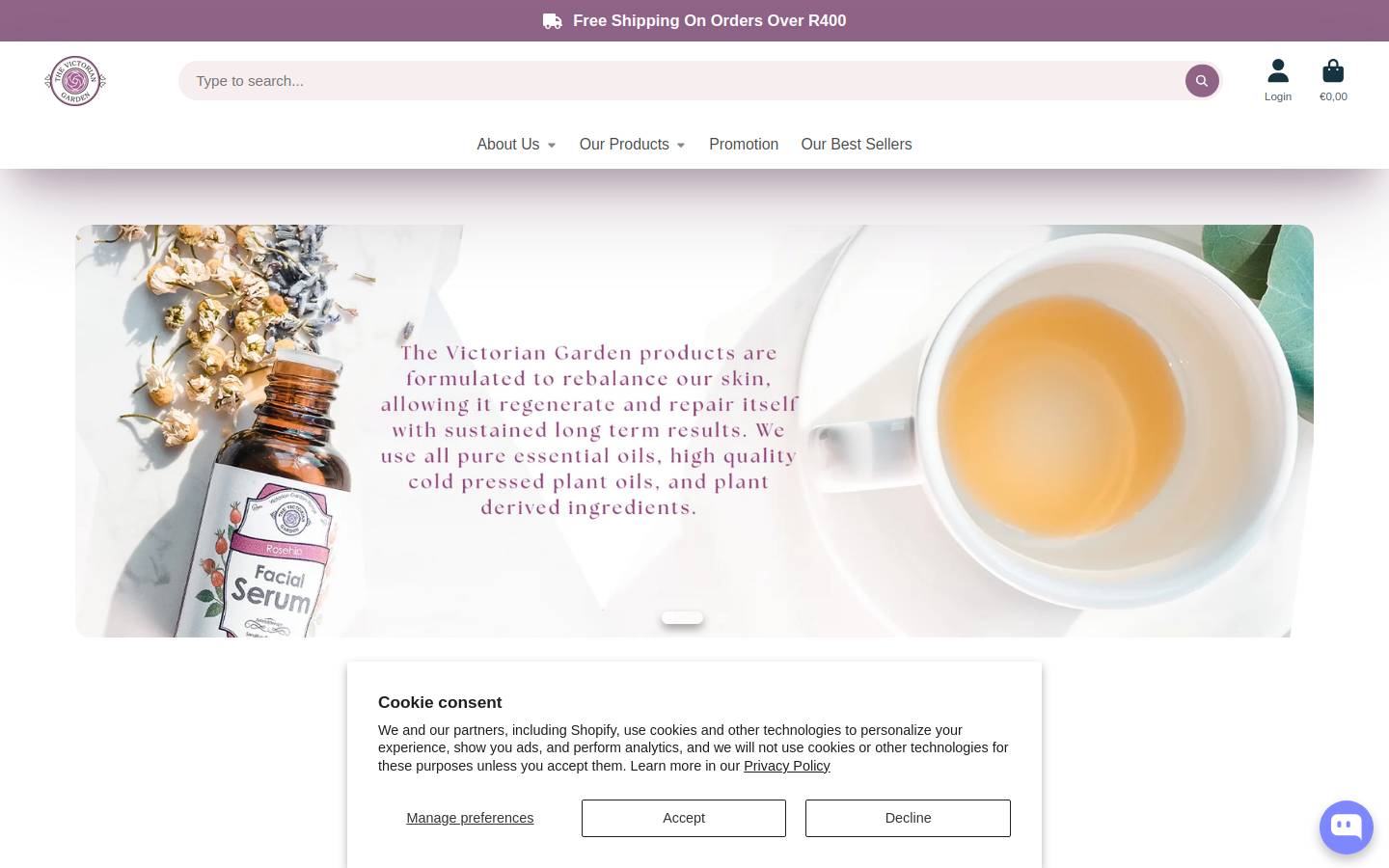 thevictoriangarden.co.za homepage screenshot