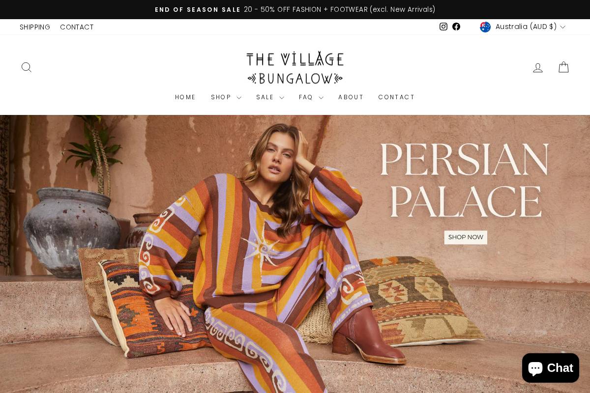 Thevillagebungalow homepage screenshot