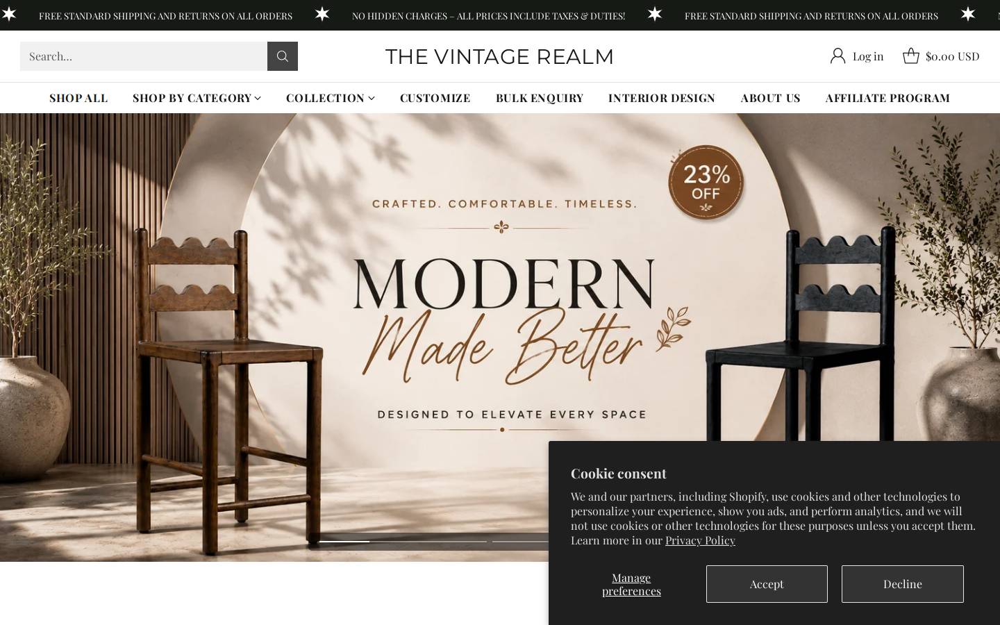 thevintagerealm.com homepage screenshot