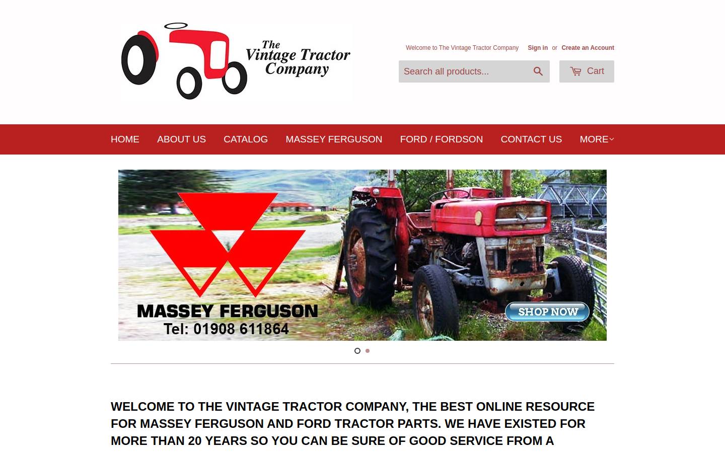 thevintagetractorcompany.co.uk homepage screenshot