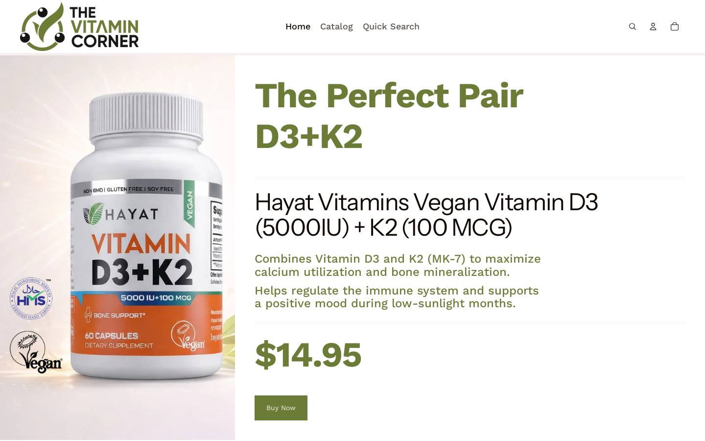 thevitamincorner.com homepage screenshot