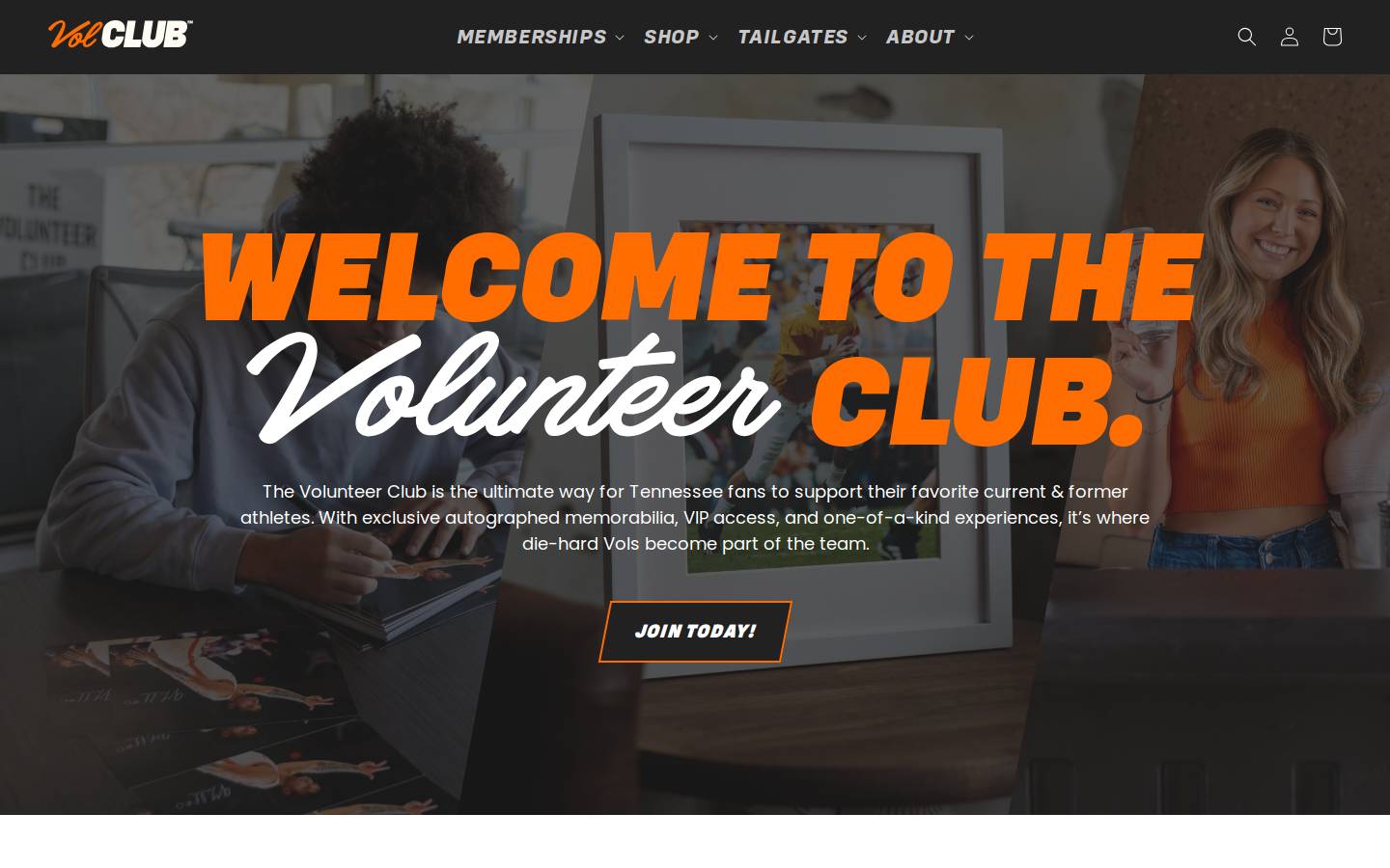 thevolunteerclub.com homepage screenshot