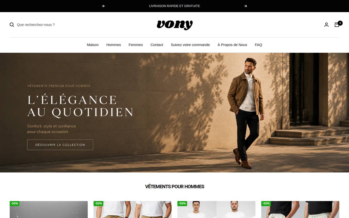 Thevonystore homepage screenshot