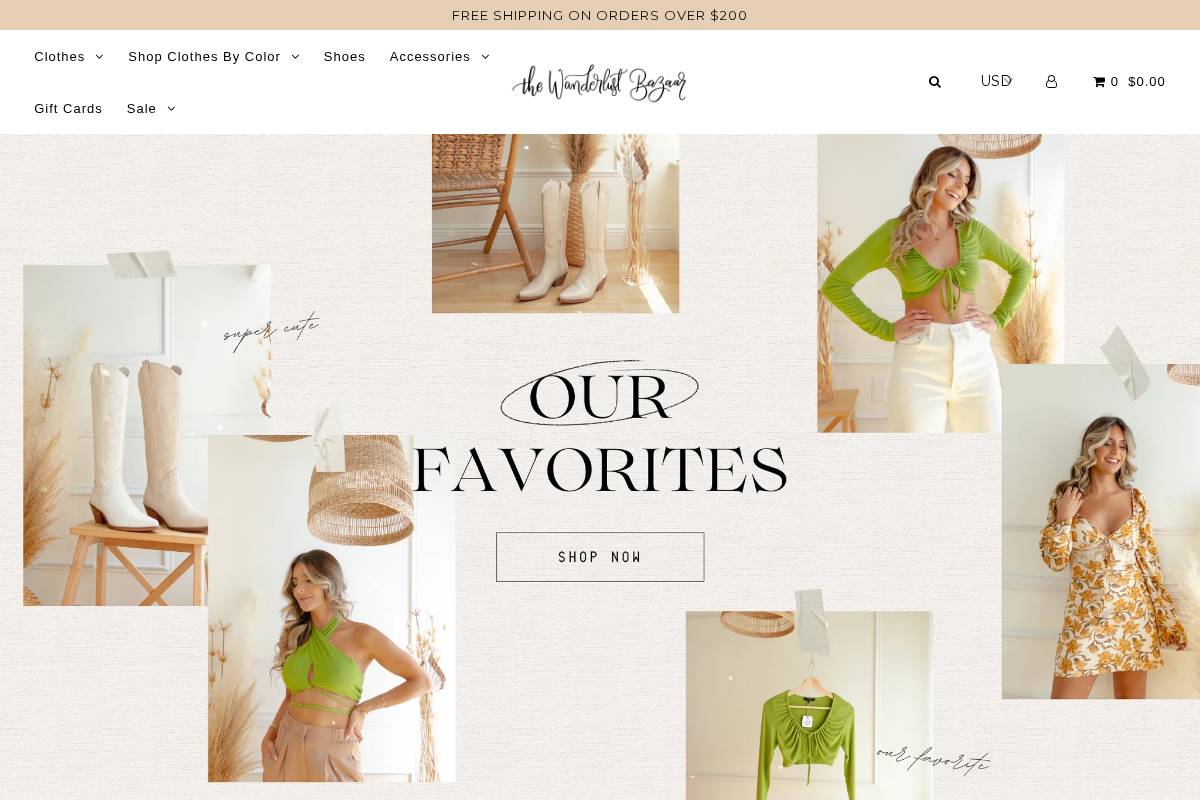 thewanderlustbazaar.com homepage screenshot