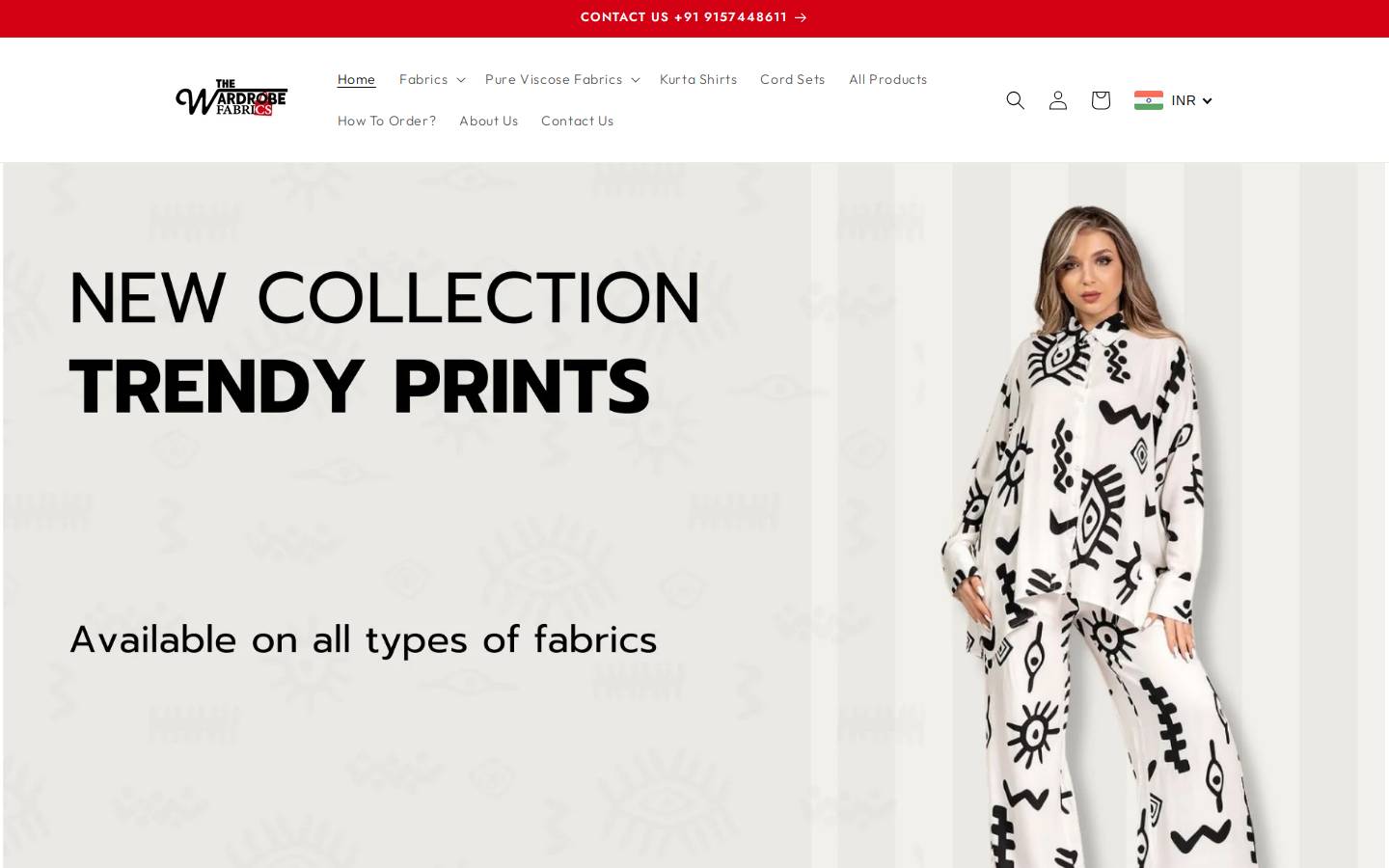 thewardrobefabrics.com homepage screenshot