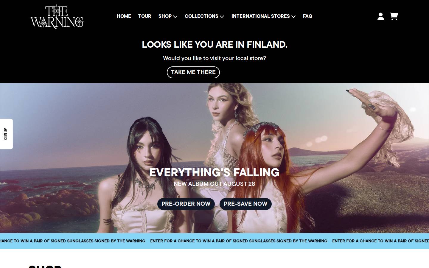 thewarningband.com homepage screenshot