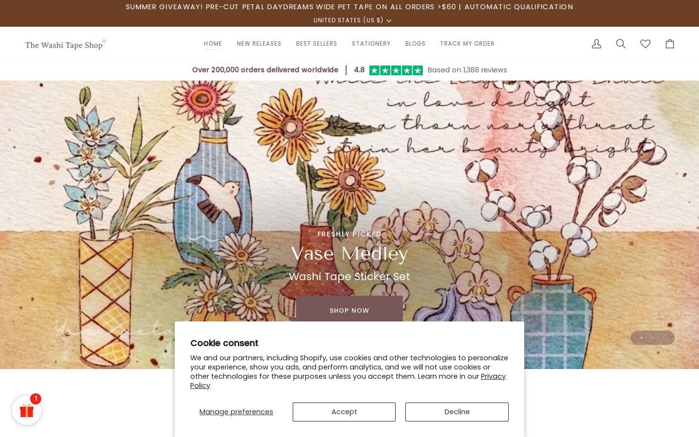 The Washi Tape Shop homepage screenshot